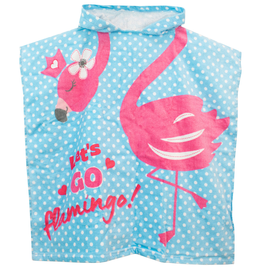 Flamingo Towel Poncho With Polka Dots