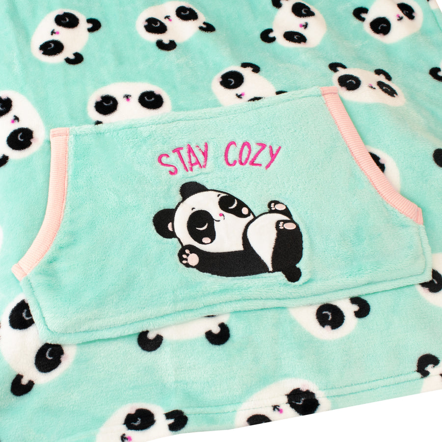 Panda Fleece Hoodie Blanket