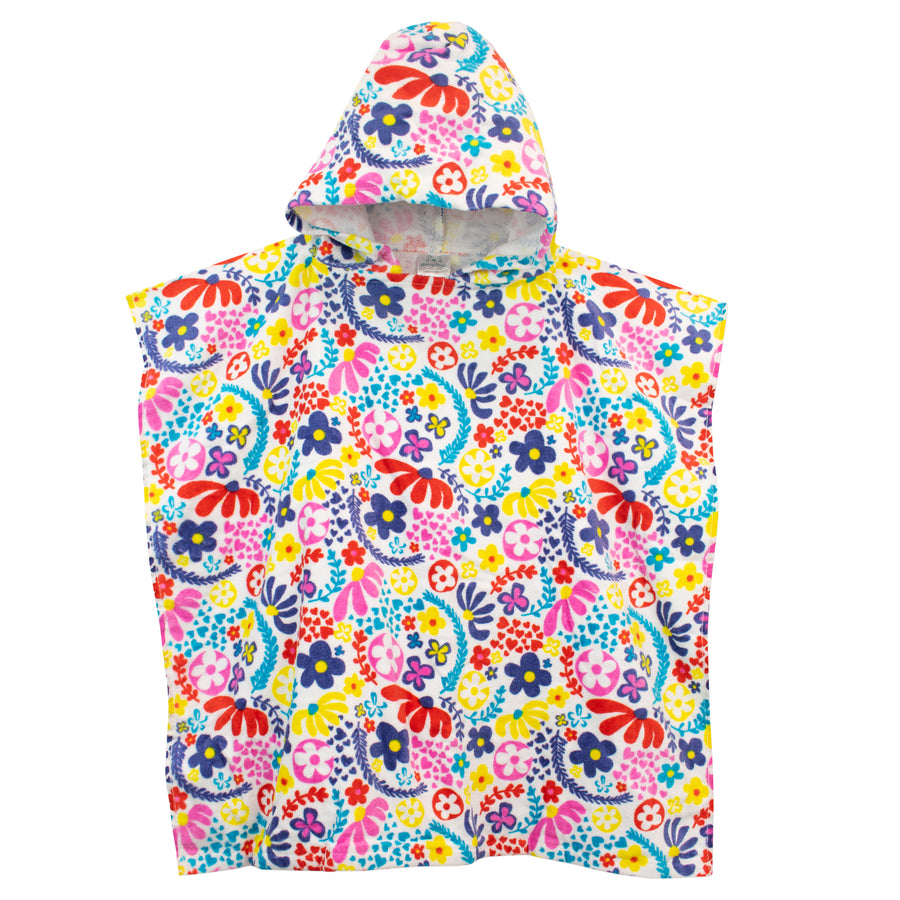 Floral Hooded Towel Poncho